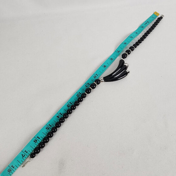 Vintage 80s Black Beaded Statement Necklace - Picture 6 of 6